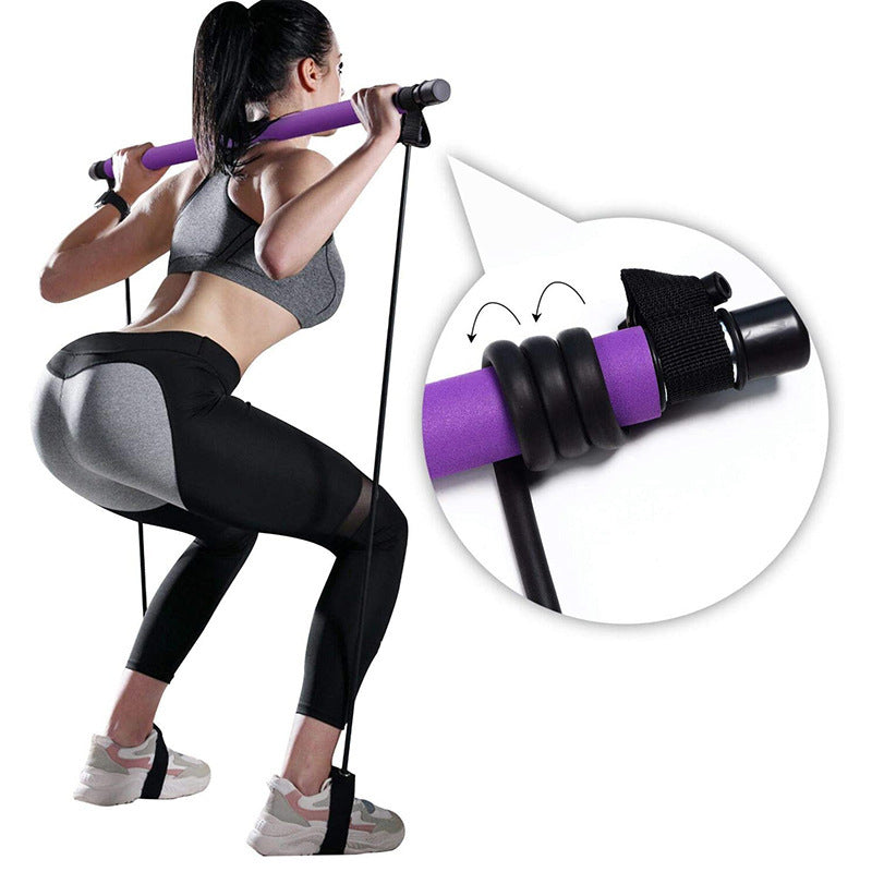 Portable Pilates Bar with Resistance Bands | Home Gym Full Body Workout Equipment | Lymiu