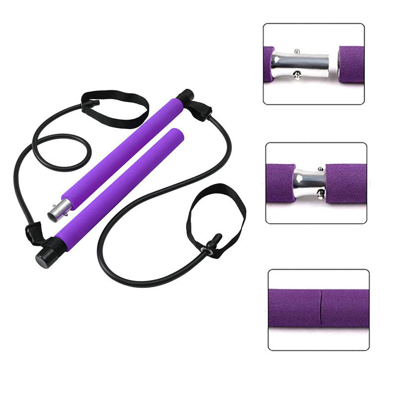 Portable Pilates Bar with Resistance Bands | Home Gym Full Body Workout Equipment | Lymiu
