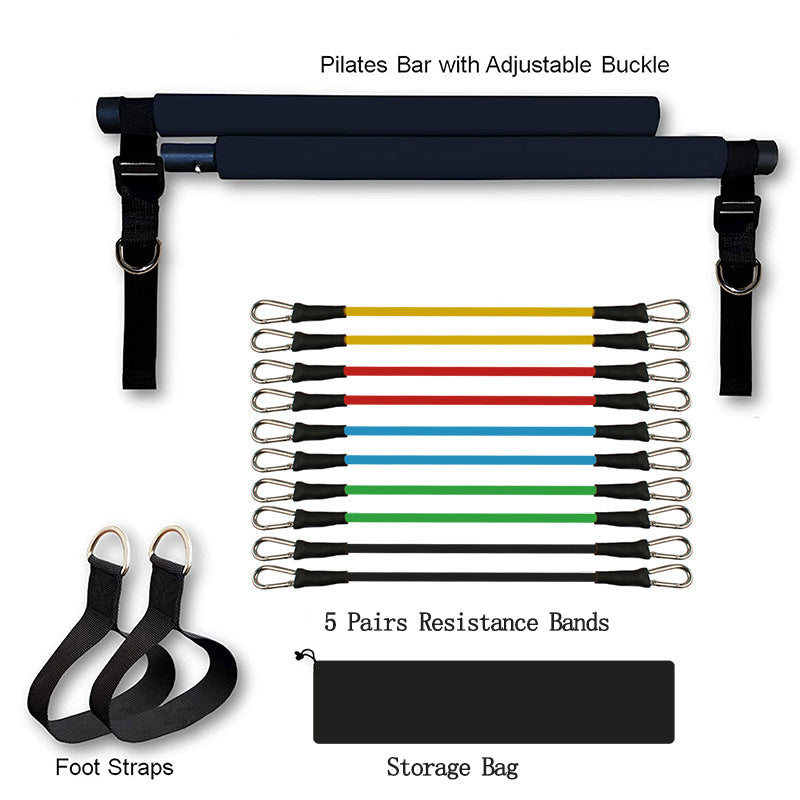 Portable Pilates Bar with Resistance Bands | Home Gym Full Body Workout Equipment | Lymiu