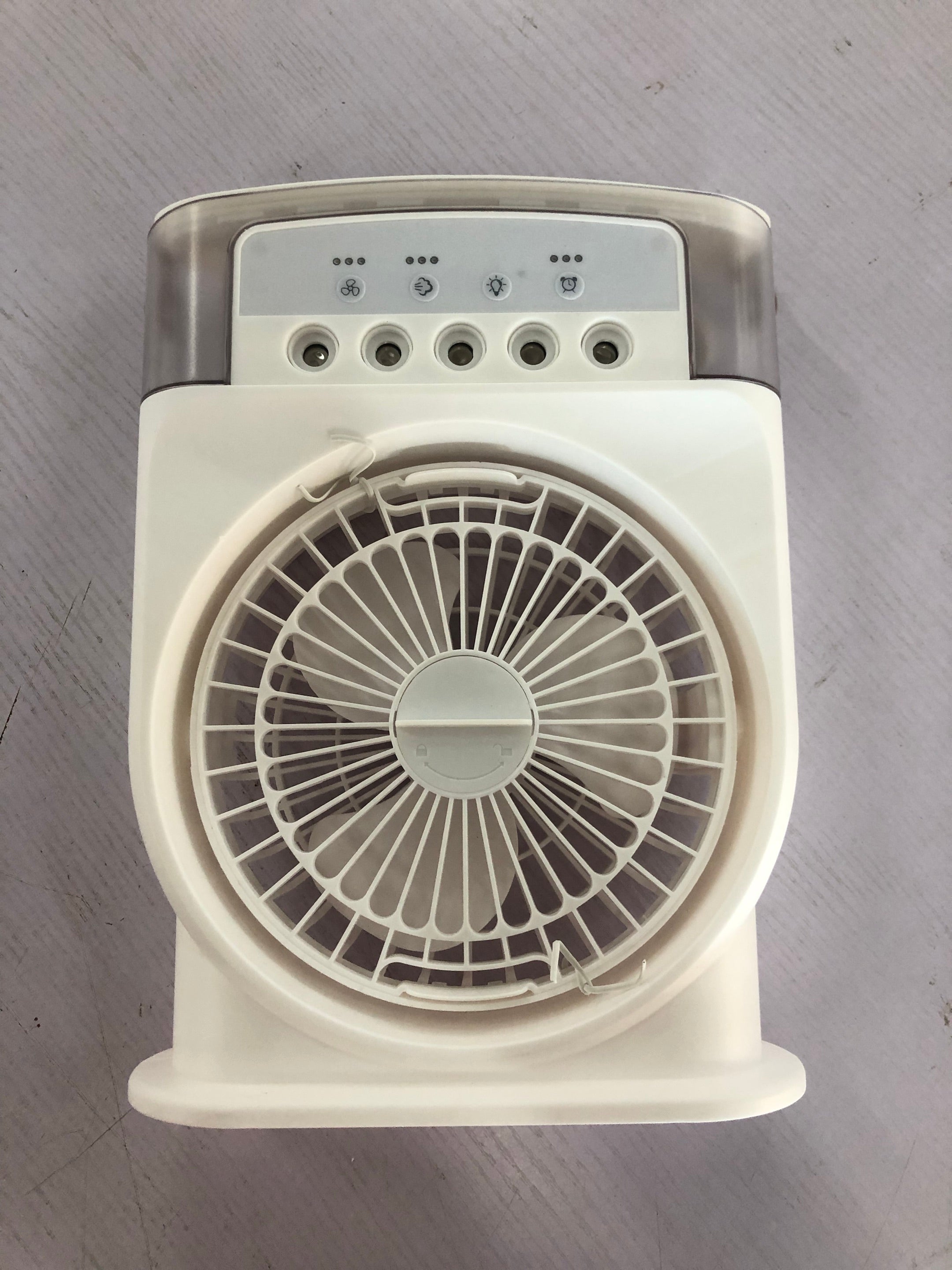 Portable USB Air Conditioner Cooling Fan - 5-Spray Mist Humidifier & 7-Color LED Light