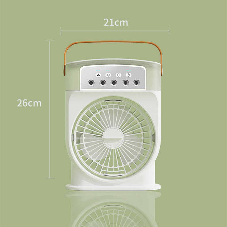 Portable USB Air Conditioner Cooling Fan - 5-Spray Mist Humidifier & 7-Color LED Light
