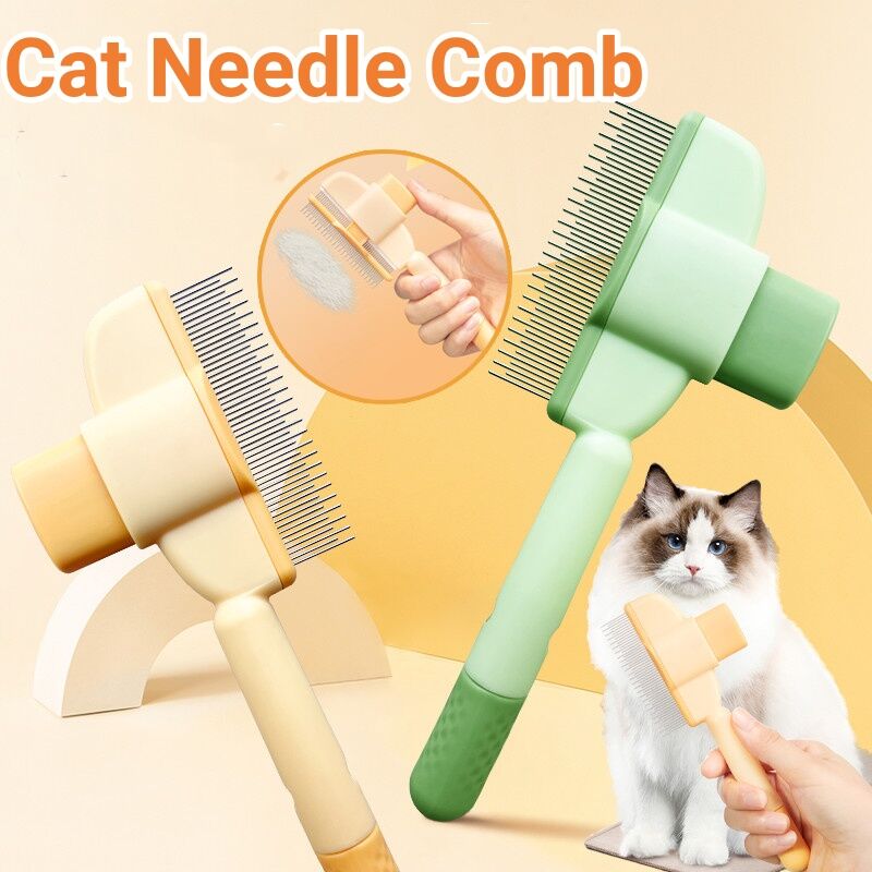 Professional Self-Cleaning Pet Grooming Comb - Flea & Loose Hair Remover for Cats & Dogs