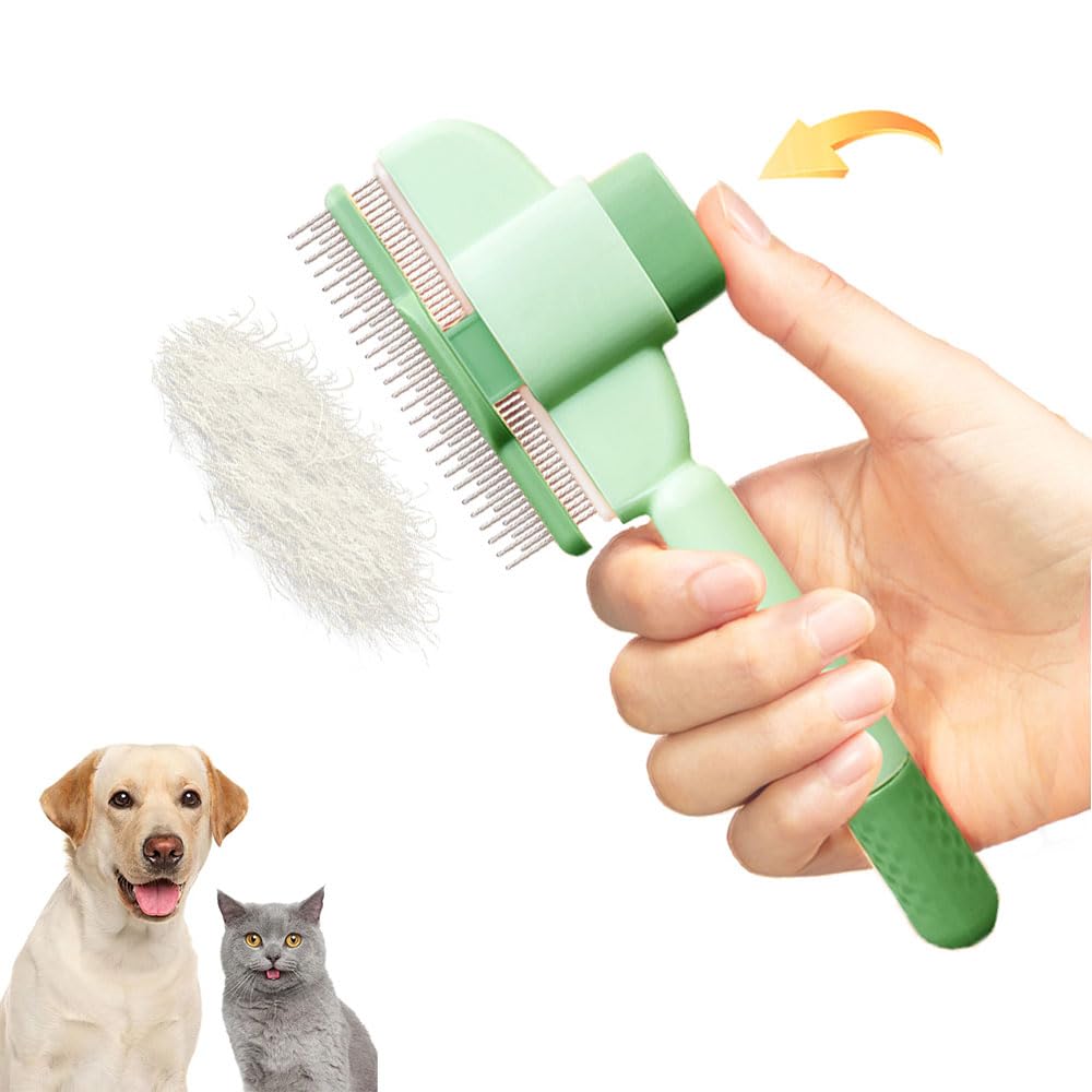 Professional Self-Cleaning Pet Grooming Comb - Flea & Loose Hair Remover for Cats & Dogs