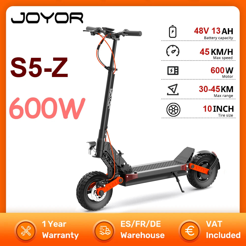 JOYOR S5-Z Electric Scooter 600W 48V 13AH 10 Inch Folding Off-road Sport Electric Scooters 30-45km Range JOYOR S Series EScooter
