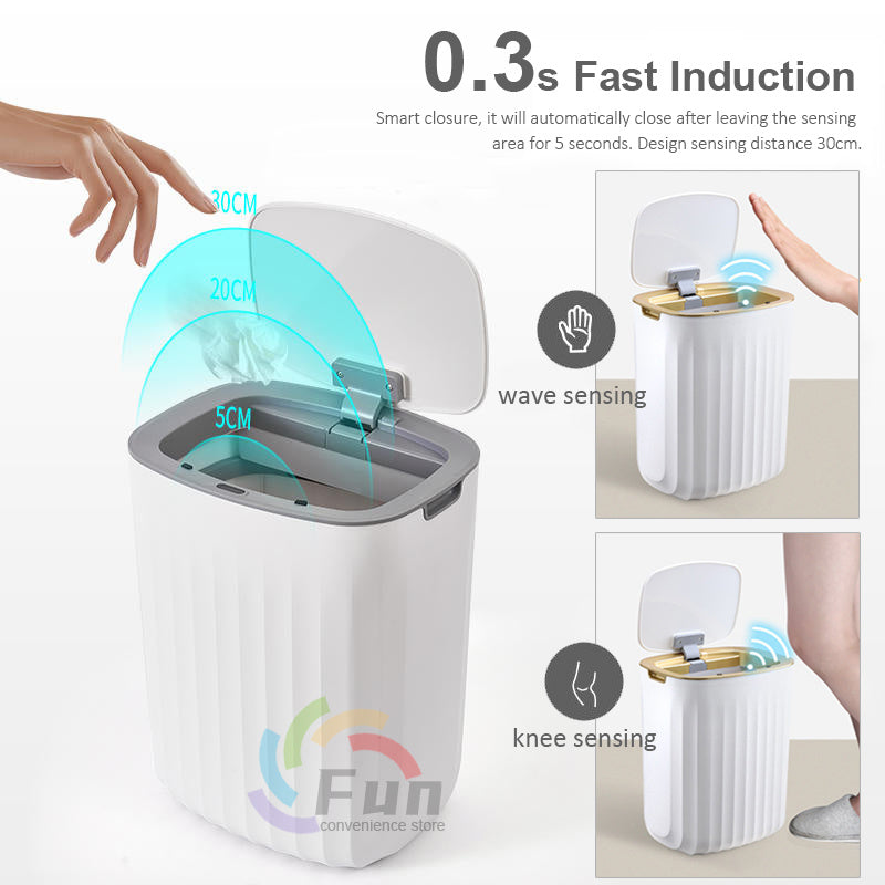 Smart Sensor Trash Can with Lid - Automatic Touchless Dustbin for Home & Office