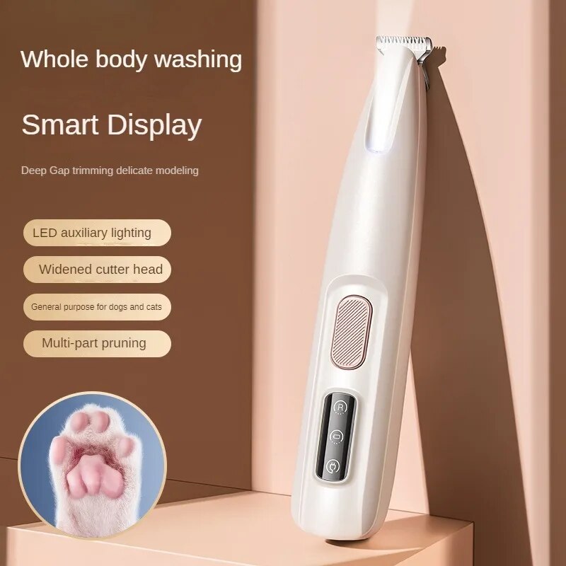 Waterproof Dog Paw Trimmer with LED Light & Display - 18mm Wide Blade | LYMIU
