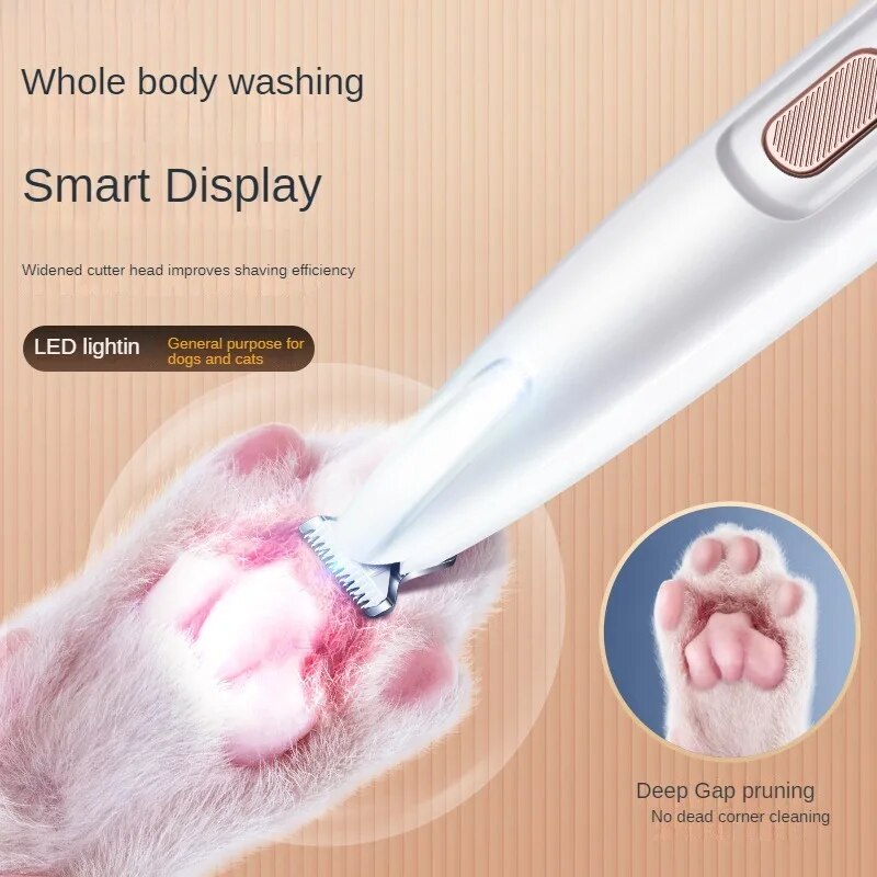 Waterproof Dog Paw Trimmer with LED Light & Display - 18mm Wide Blade | LYMIU