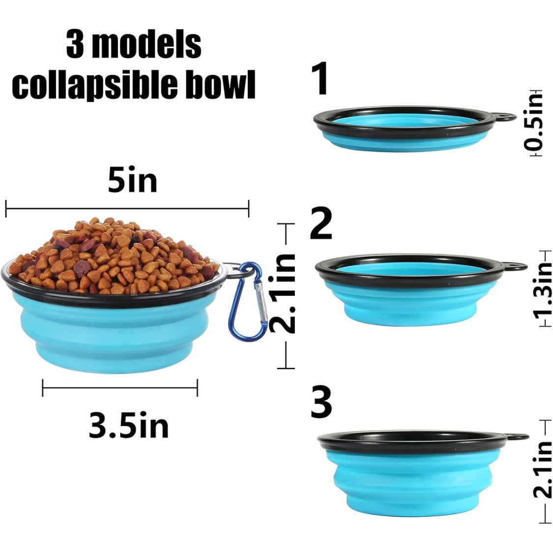 Collapsible Dog Travel Bowls with Lids (2-Pack) - Portable Foldable Pet Food & Water Dishes-lymiu