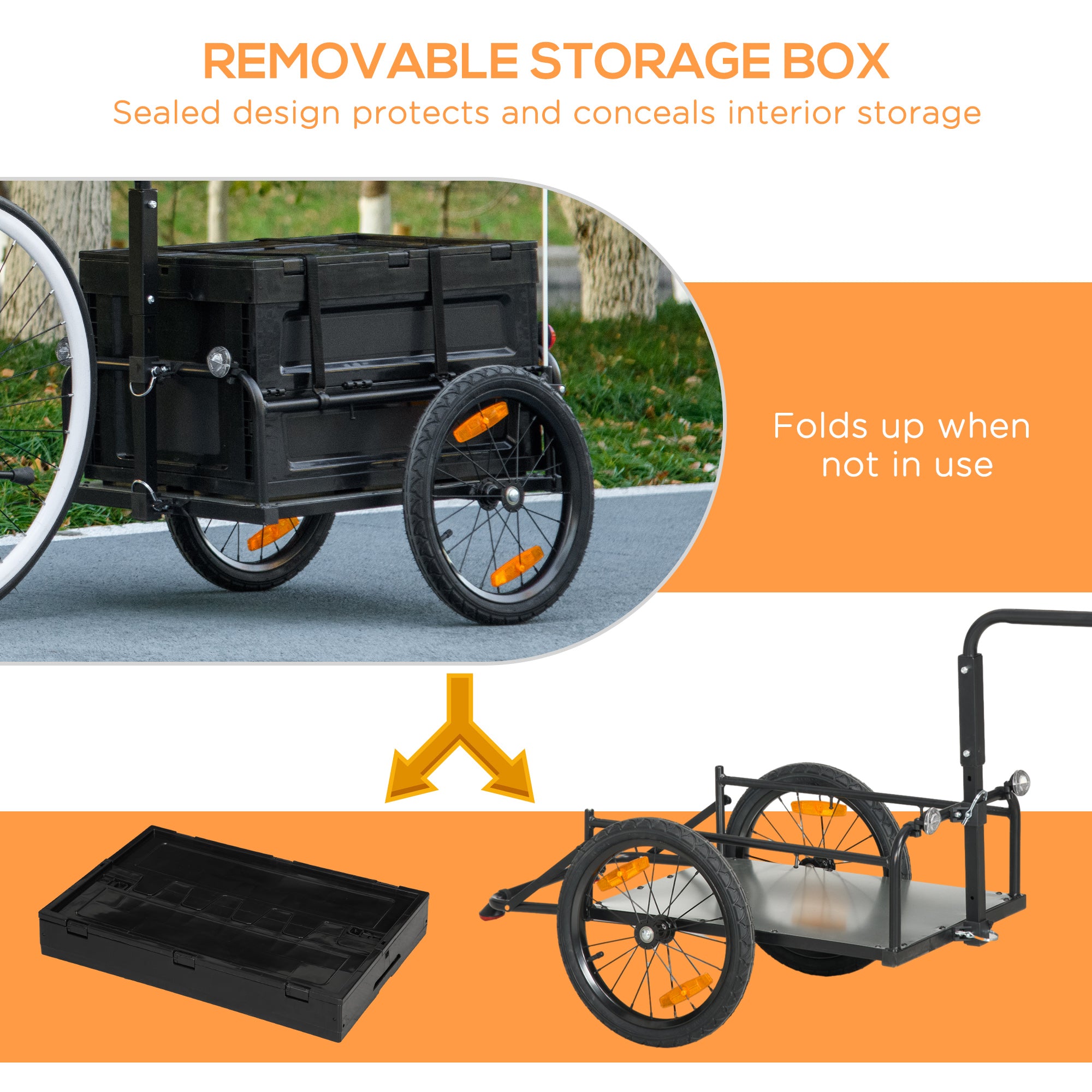 Bicycle Cargo Trailer with Removable Storage Box & Galvanized Bottom-lymiu