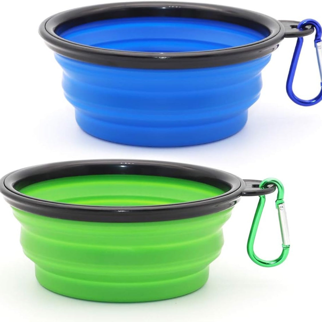 Collapsible Dog Bowls 2-Pack - Portable Travel Pet Food & Water Dishes with Carabiners-lymiu