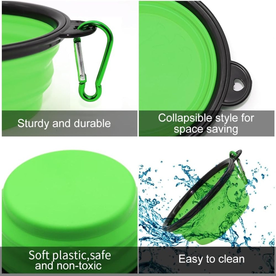 Collapsible Dog Bowls 2-Pack - Portable Travel Pet Food & Water Dishes with Carabiners-lymiu