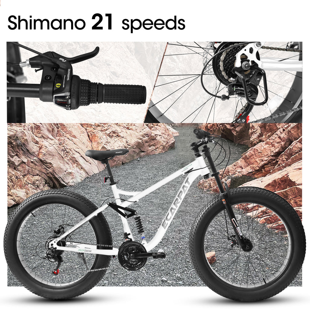 A26309 26-Inch Full-Suspension Fat Tire Mountain Bike, 21-Speed-Lymiu