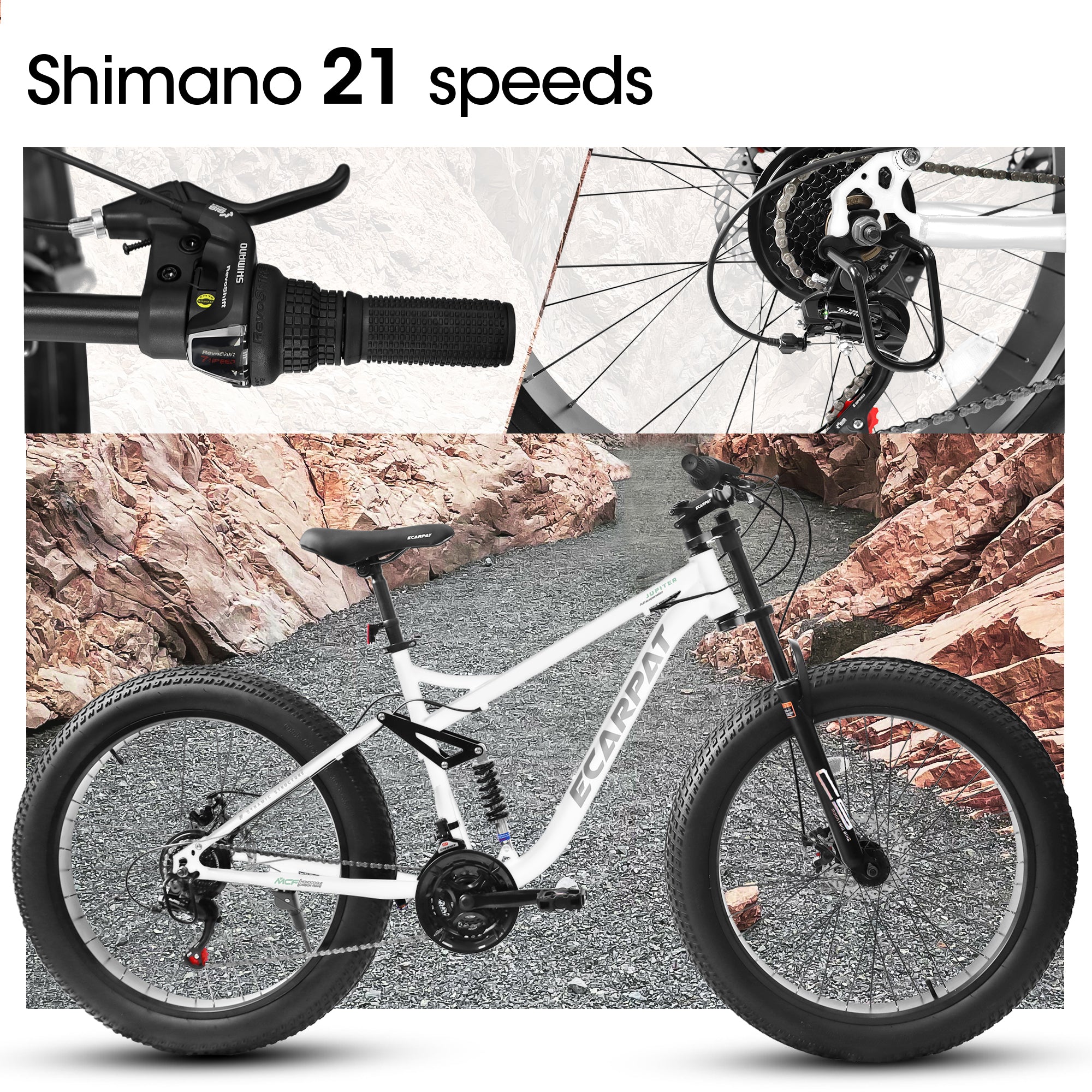 A26309 26-Inch Full-Suspension Fat Tire Mountain Bike, 21-Speed-Lymiu