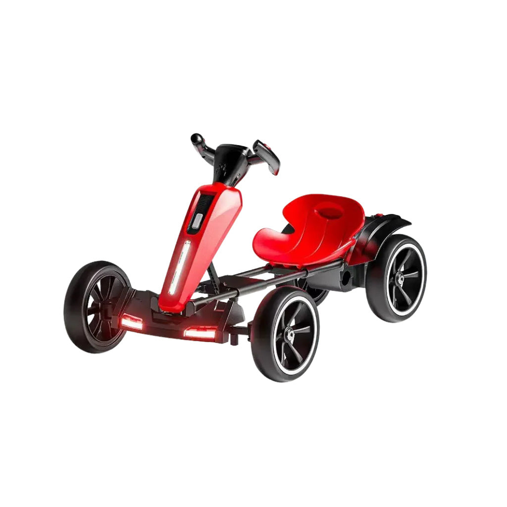 Kids 12V Electric Pedal Go Kart with 4 Non-Slip Wheels, Ages 3-6, red, lymiu