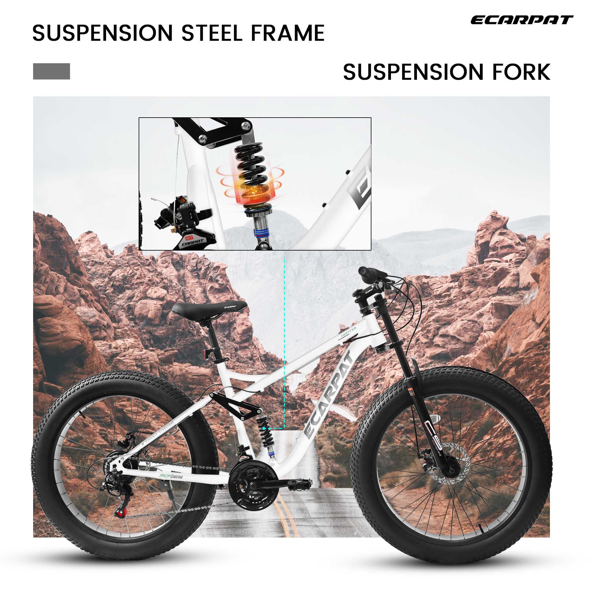A26309 26-Inch Full-Suspension Fat Tire Mountain Bike, 21-Speed