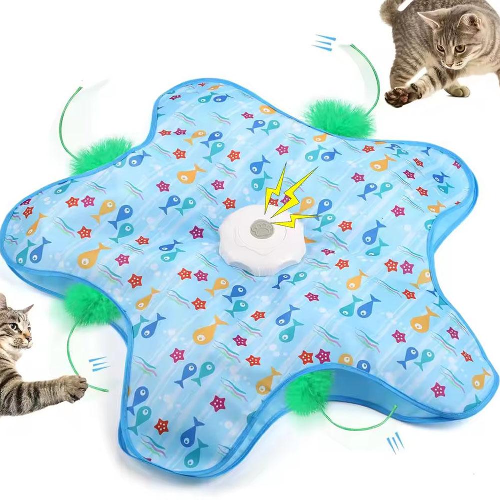 Interactive Hide and Seek Cat Toy with Squeaky Mouse & Moving Concealed Feathers-lymiu