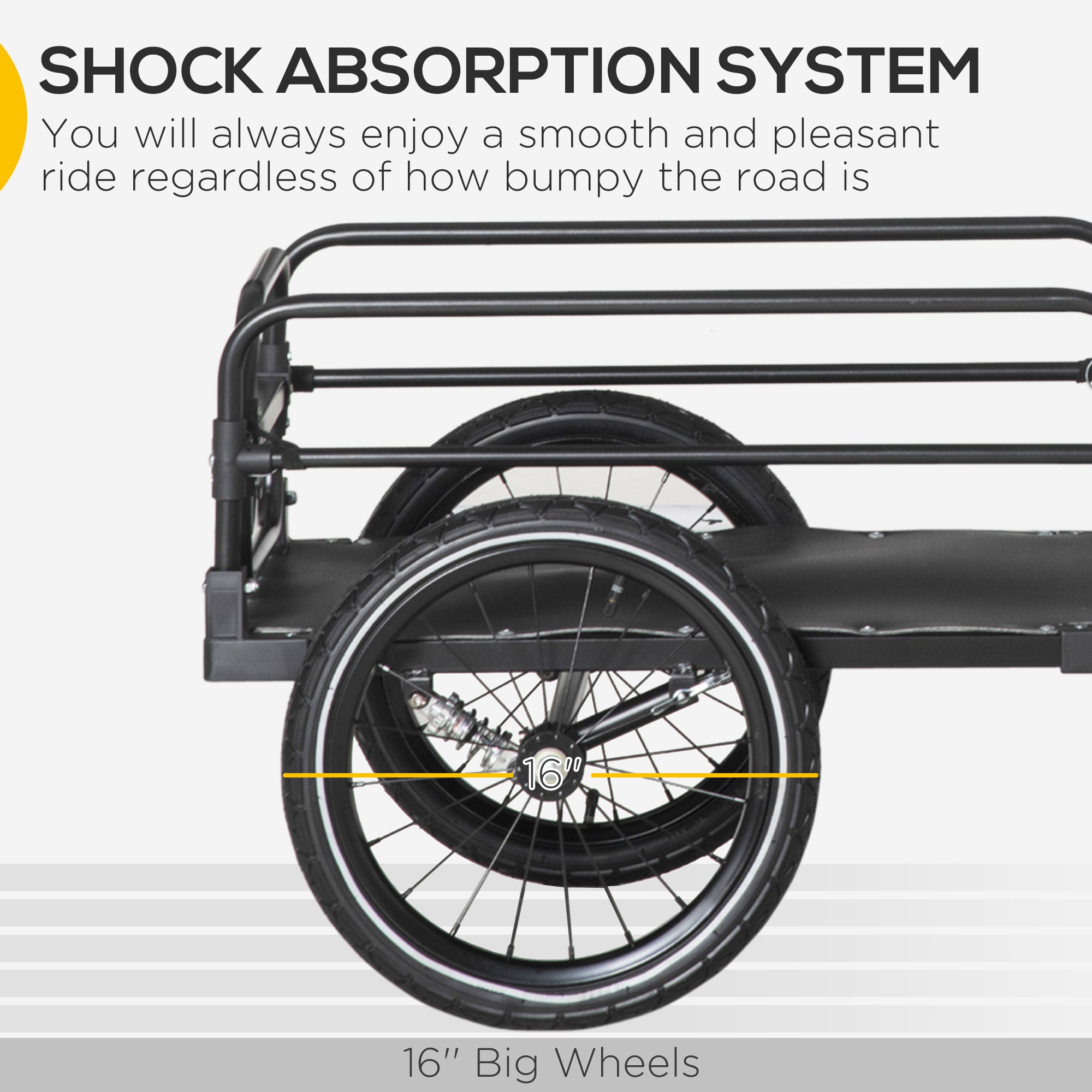 16-Inch Bicycle Cargo Trailer with Suspension, 88 lbs Max Load-lymiu