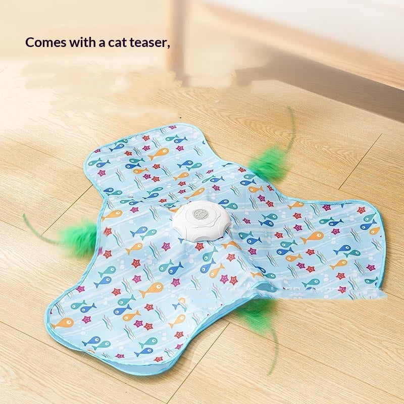 Interactive Hide and Seek Cat Toy with Squeaky Mouse & Moving Concealed Feathers-lymiu