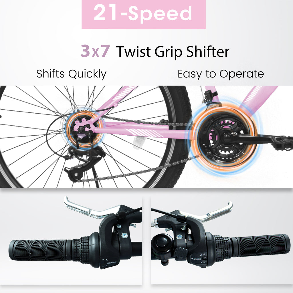 24/26-Inch Mountain Bike – 21-Speed All-Terrain MTB with Front Suspension - Lymiu