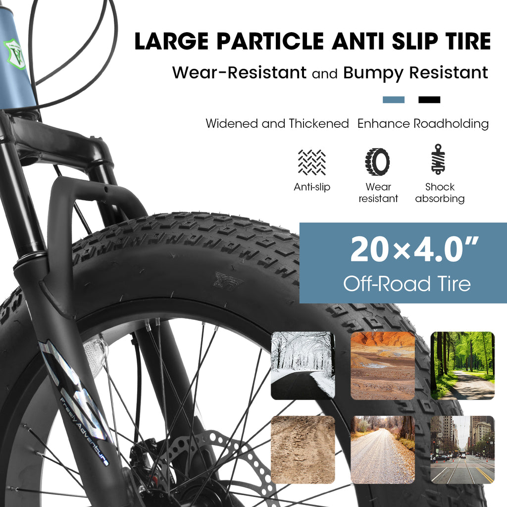 V20235 20-Inch 7-Speed Fat Tire Mountain Bike, Dual Disc Brake, lymiu