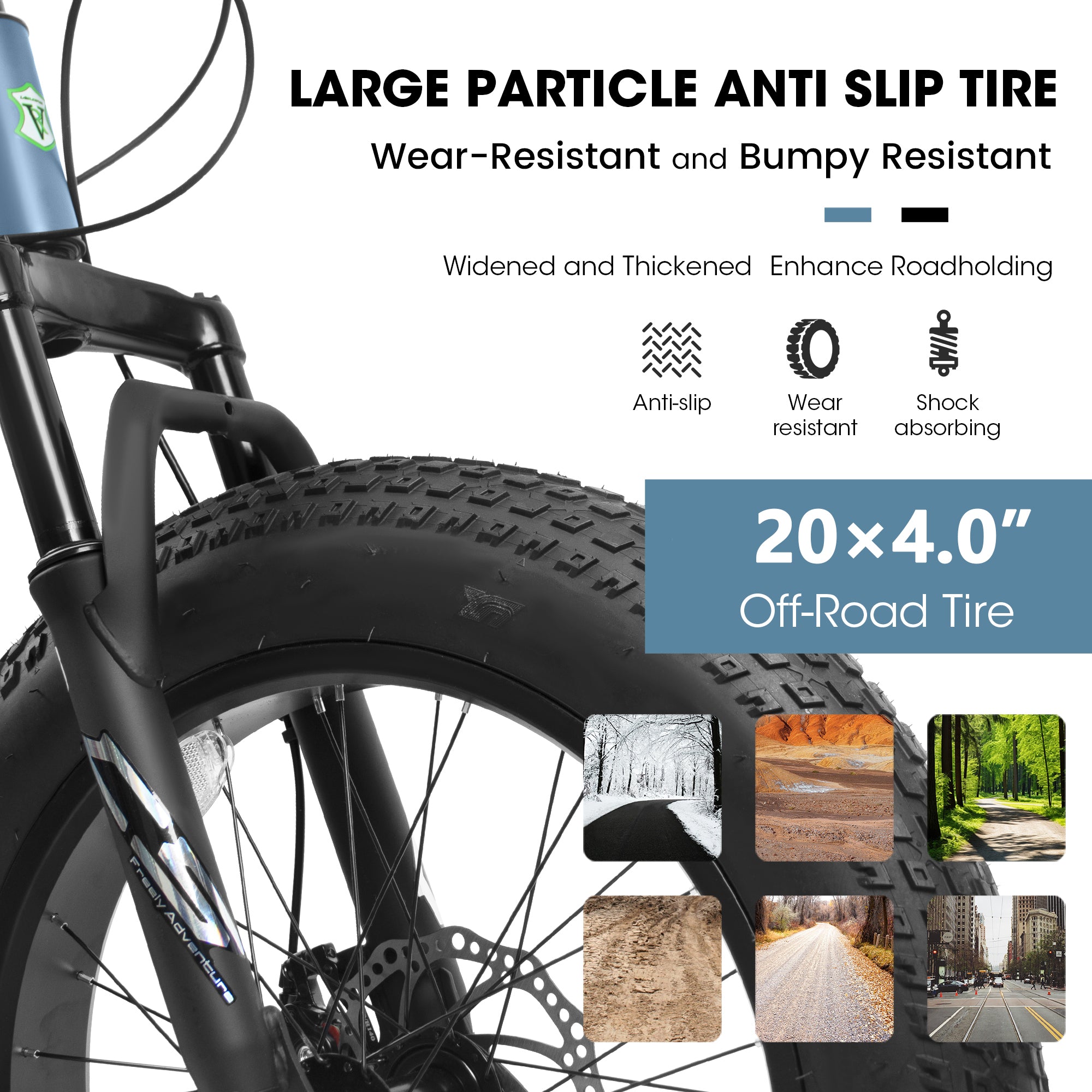 V20235 20-Inch 7-Speed Fat Tire Mountain Bike, Dual Disc Brake, lymiu