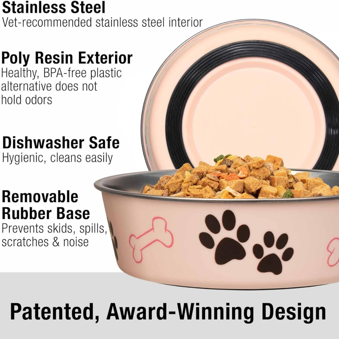 Stainless Steel Dog & Cat Bowl with Removable Rubber Base - Spill-Proof Pet Feeder-lymiu