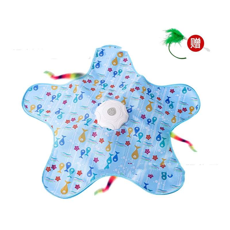 Interactive Hide and Seek Cat Toy with Squeaky Mouse & Moving Concealed Feathers-lymiu