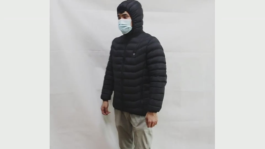 Men's Heated Puffer Jacket with 9 Heating Zones - Electric Insulated Hooded Coat-lymiu