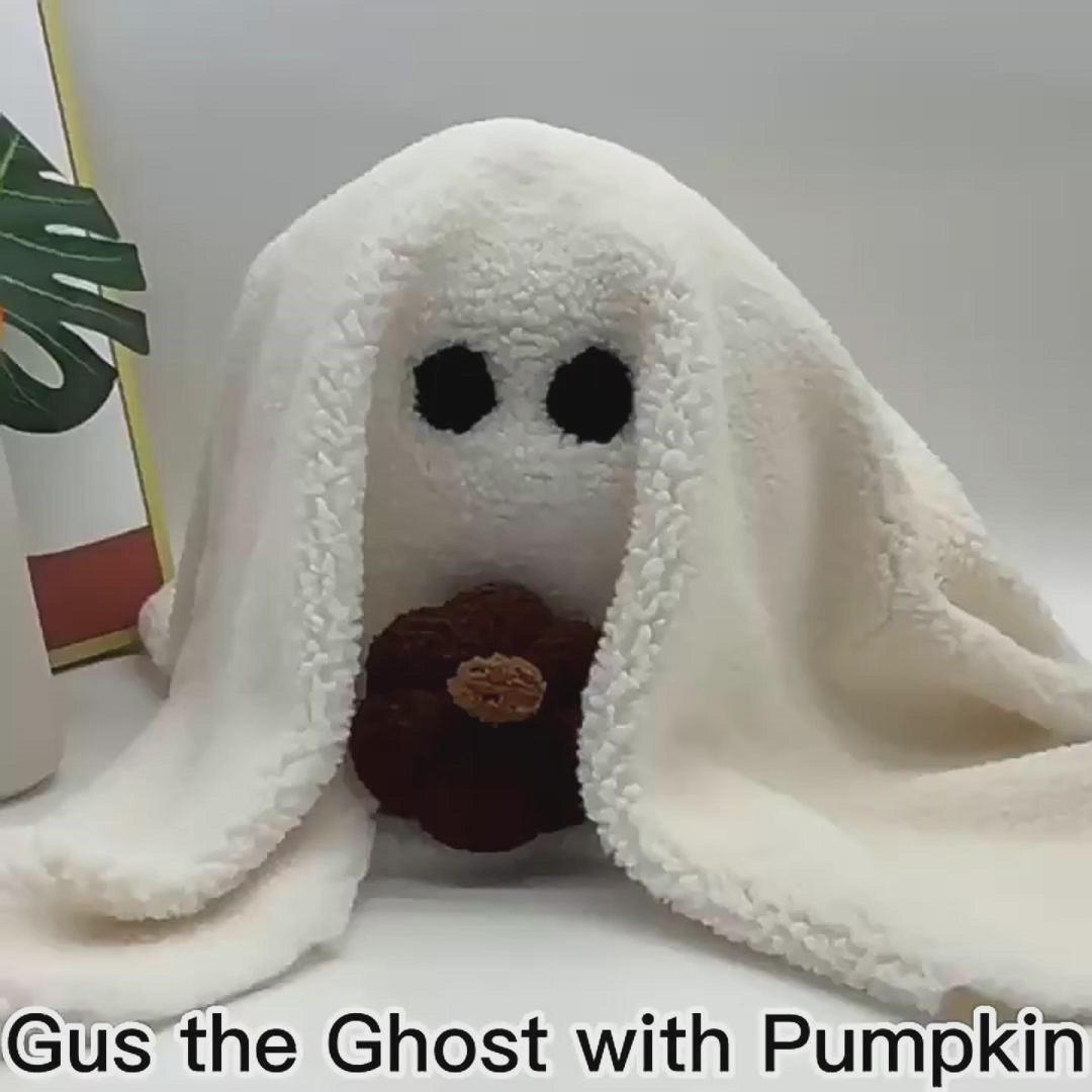 New Gus The Ghost With Pumpkin Pillow Halloween Plush Throw Pillow Cushion | LYMIU