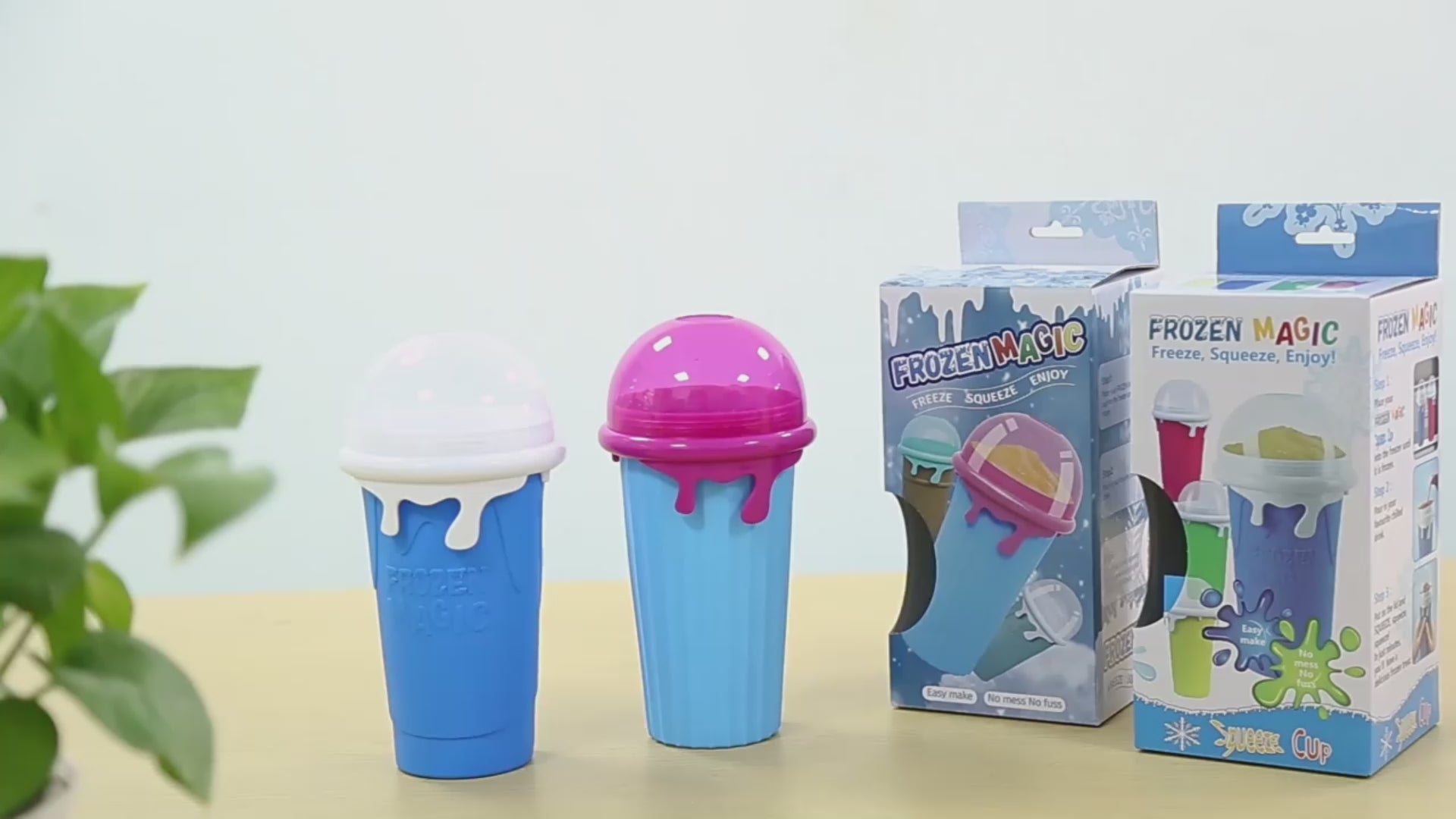 500ml Magic Slushy Maker Cup - Quick-Frozen Smoothie & Ice Cream Squeeze Bottle