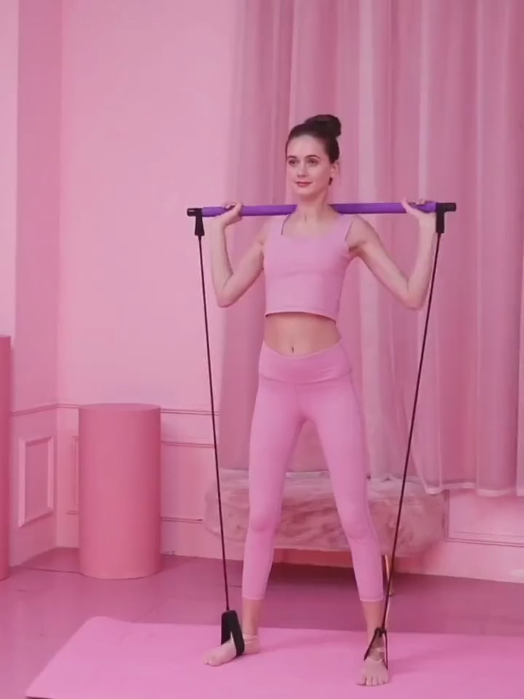 Portable Pilates Bar with Resistance Bands | Home Gym Full Body Workout Equipment | Lymiu