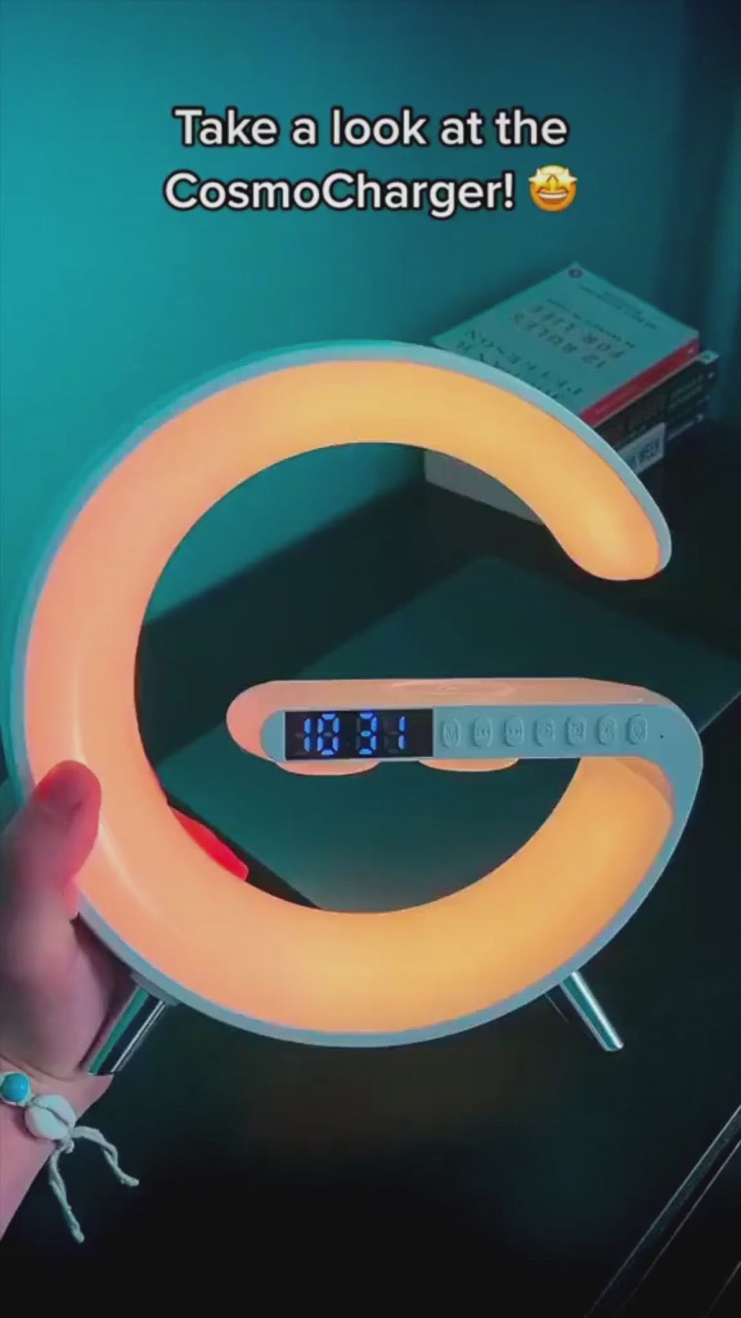 Smart G-Shaped LED Lamp with Bluetooth Speaker & 15W Wireless Charger-lymiu