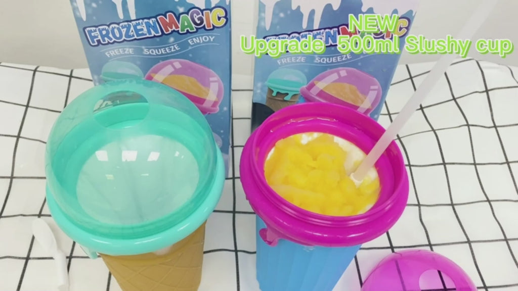 500ml Magic Slushy Maker Cup - Quick-Frozen Smoothie & Ice Cream Squeeze Bottle