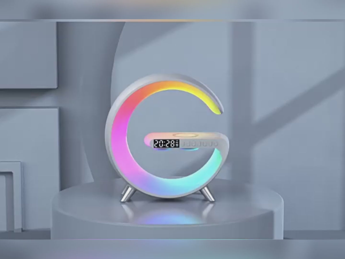 Smart G-Shaped LED Lamp with Bluetooth Speaker & 15W Wireless Charger-lymiu