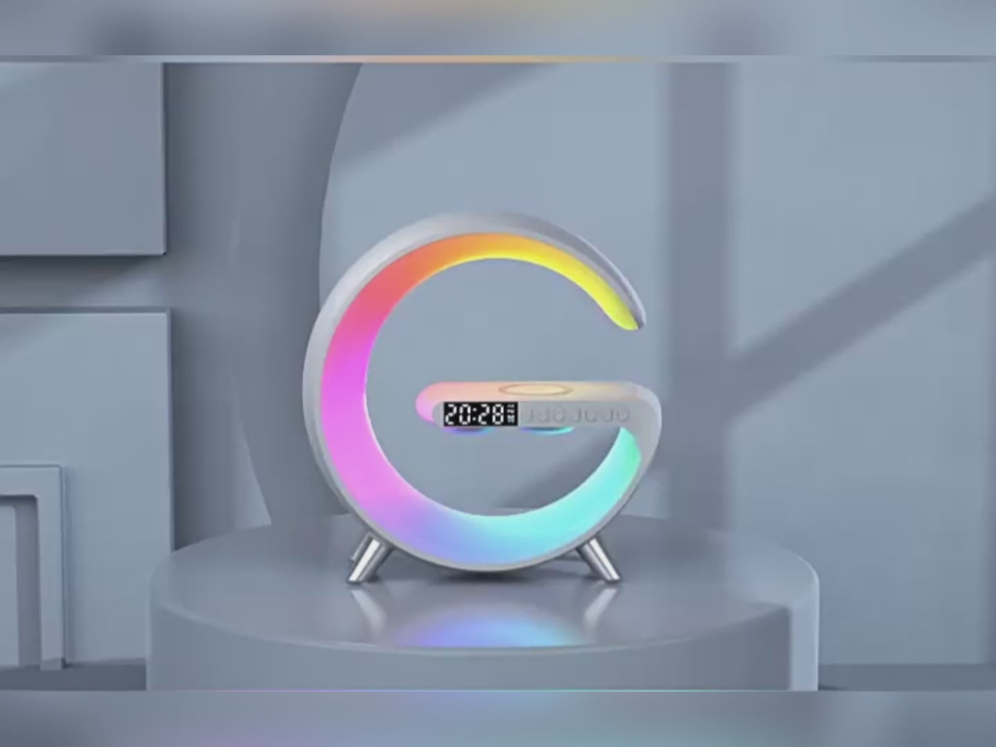 Smart G-Shaped LED Lamp with Bluetooth Speaker & 15W Wireless Charger-lymiu