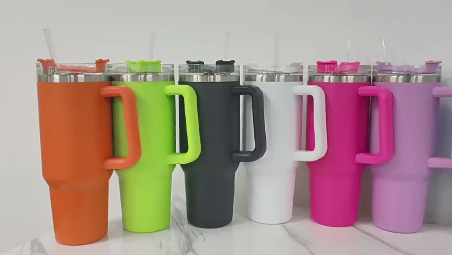 40 oz Insulated Stainless Steel Tumbler with Handle & Straw | Spill-Proof Travel Coffee Mug | Lymiu