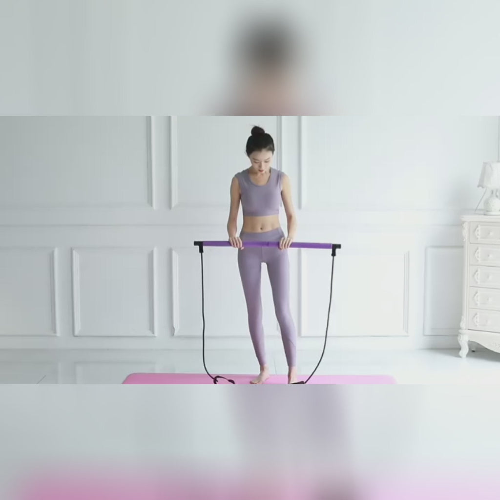Portable Pilates Bar with Resistance Bands | Home Gym Full Body Workout Equipment | Lymiu